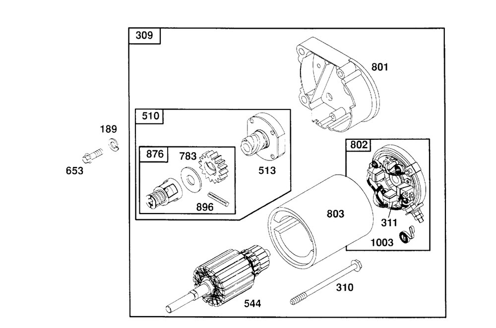 Electric Starter Diagram and Parts List for 404707-1209-XX  Briggs and Stratton Engine
